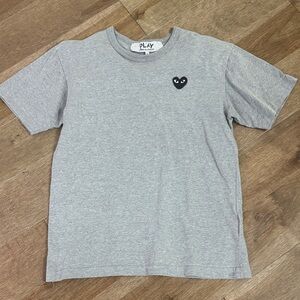 Comme des Garcons Play Heather Gray Tee with Black Heart